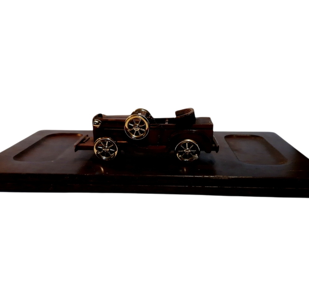 Antique Car Trinket Tray Wooden Made In Taiwan Vintage